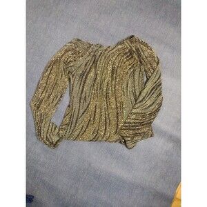 Leo Gold Swirl Stretch Glitter Dance Party Top Size Large Child